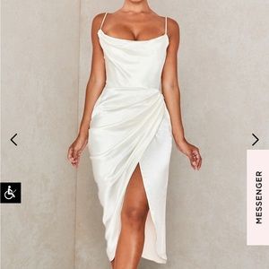 House of CB | REVA | IVORY SATIN BALCONY CORSET DRESS